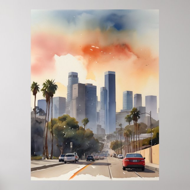 Affiche L'aquarelle de Los Angeles (Devant)