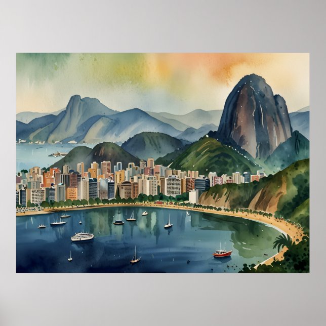 Affiche L'aquarelle de Rio de Janeiro (Devant)