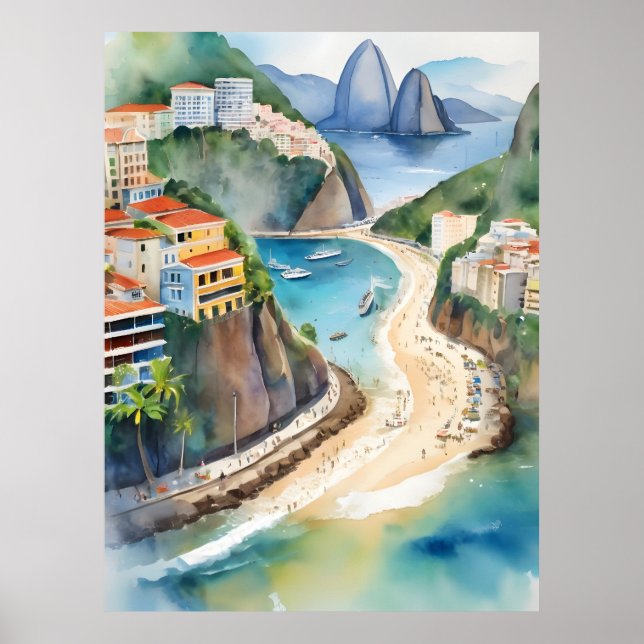 Affiche L'aquarelle de Rio de Janeiro (Devant)