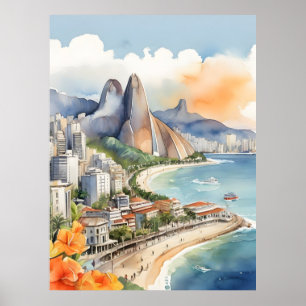 Affiche L'aquarelle de Rio de Janeiro