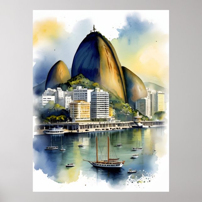 Affiche L'aquarelle de Rio de Janeiro (Devant)