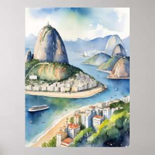 Affiche L'aquarelle de Rio de Janeiro