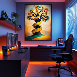 Affiche L'Arbre de Vie - Vision Cubiste Minimaliste 