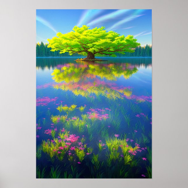 Affiche L'arbre majestueux sur l'île minuscule (Devant)