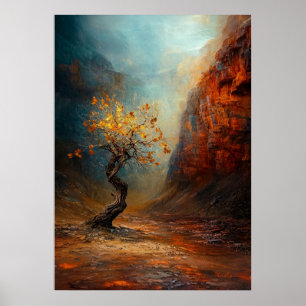 Affiche L'Arbre Survivant Solitaire - Paysage de Canyon Ma