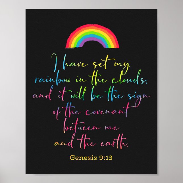 Affiche L'Arc-en-ciel de Dieu Genèse 9 Verset de la Bible  (Devant)