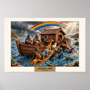 Affiche L'Arche de Noé — Art en briques de construction