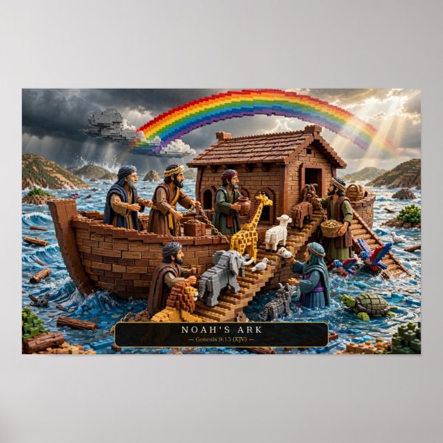 Affiche L'Arche de Noé — Art en briques de construction (Devant)