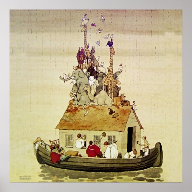 Affiche « L'arche de Noé » par W Heath Robinson (Devant)
