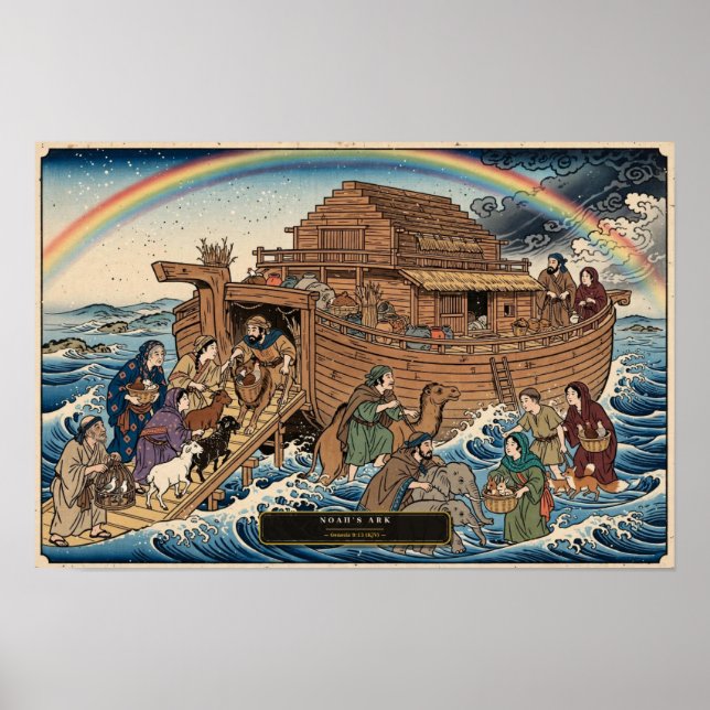 Affiche L'Arche de Noé — Ukiyo-e (Devant)