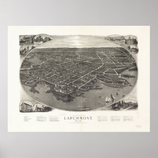 Affiche Larchmont New York 1904 Carte panoramique antique