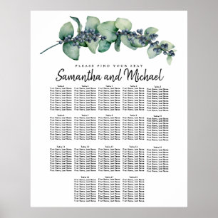 Affiche Large Eucalyptus Botanical 18-Table Seating Chart
