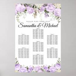 Affiche Large Purple Floral 7-Table Wedding
