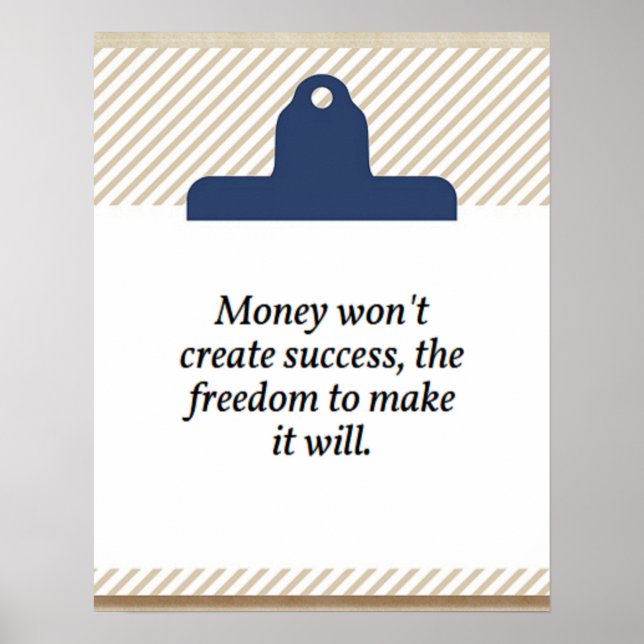 Affiche L'argent ne créera pas de devis de succès (Devant)