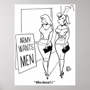 Affiche L'armée veut des hommes, drôle vintage