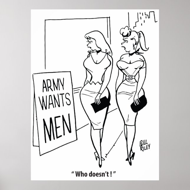 Affiche L'armée veut des hommes, drôle vintage (Devant)