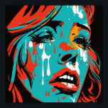 Affiche Larmes d'émotion : Pop Art Style Pleurant Femme -<br><div class="desc">Cette affiche captivante présente une représentation pop art du visage d'une femme, avec des larmes qui coulent sur ses joues. Les couleurs vives et audacieuses de l'oeuvre créent un contraste puissant contre la triste expression de la femme, en faisant une pièce qui capture vraiment les émotions du spectateur. Ce tirage...</div>