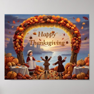 Affiche L'arrivée de l'affiche de Thaksgiving