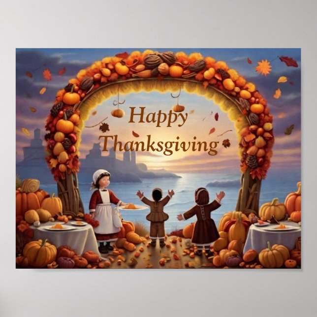 Affiche L'arrivée de l'affiche de Thaksgiving (Devant)