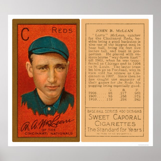 Affiche Larry McLean Reds Baseball 1911 (Devant)