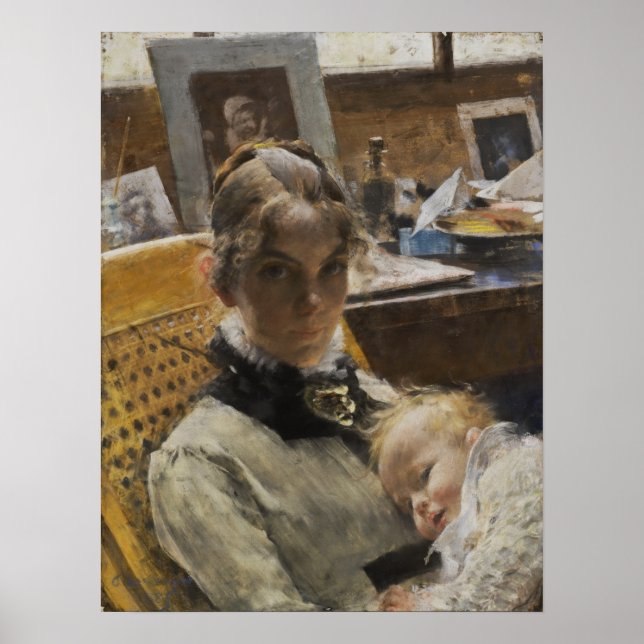 Affiche Larsson - La Femme de l'artiste et leur fille (Devant)