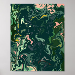 Affiche L'art Abstrait à la flamme dans les tons verts
