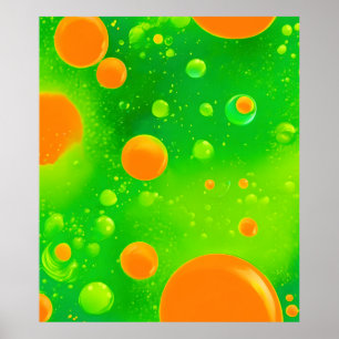 Affiche L'art Abstrait de la bulle orange et verte