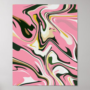 Affiche L'art Abstrait de la Flèche avec rose, blanc et no
