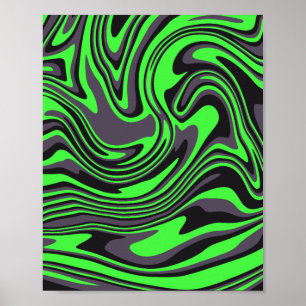 Affiche L'art Abstrait de la spirale verte et noire