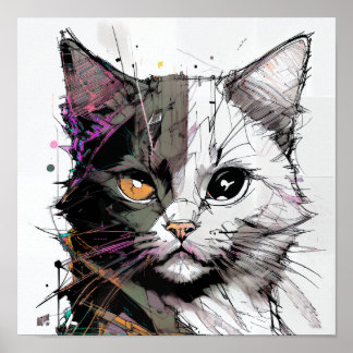 Affiche L'art Abstrait d'un chat