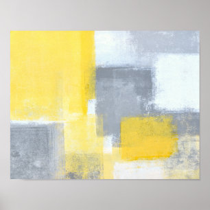 Affiche L'art Abstrait gris et jaune "stable"