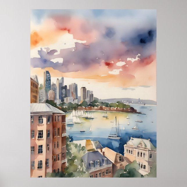Affiche L'art aquarelle de Sydney (Devant)