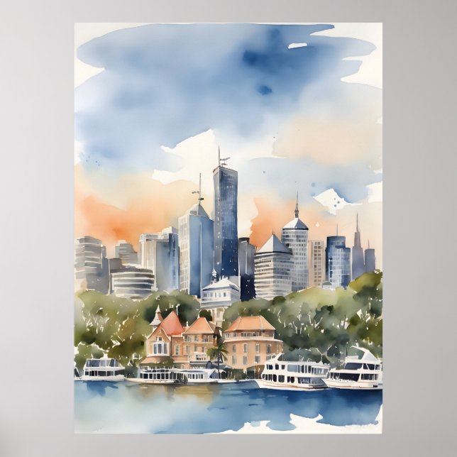 Affiche L'art aquarelle de Sydney (Devant)