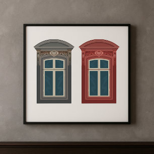 Affiche L'Art Architectural Ornate De Fenêtre Européenne