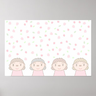 Affiche L'art aux couleurs pastel mettant en vedette les s