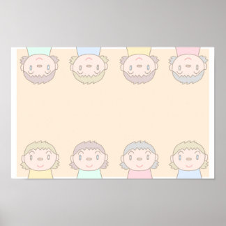 Affiche L'art aux couleurs pastel mettant en vedette les s