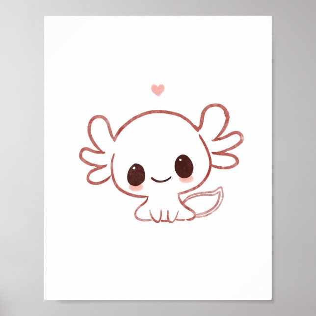 Affiche L'art Axolotl art mignon (Devant)