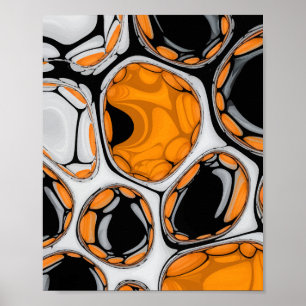 Affiche L'art bulle en orange, noir et blanc