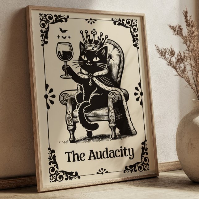 Affiche L'art de carte de tarot drôle de chat noir L'Audac (Créateur téléchargé)