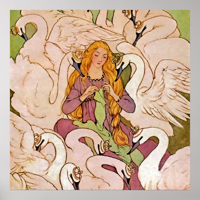 Affiche L'art de conte de fées « Cygnes sauvages » par Ele (Devant)