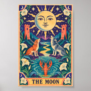 Affiche L'art de la carte de tarot de la Lune Occultisme r