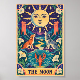 Affiche L'art de la carte de tarot de la Lune Occultisme r