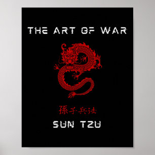 Affiche L'Art De La Guerre Soleil Tzu Traditionnel Rouge C