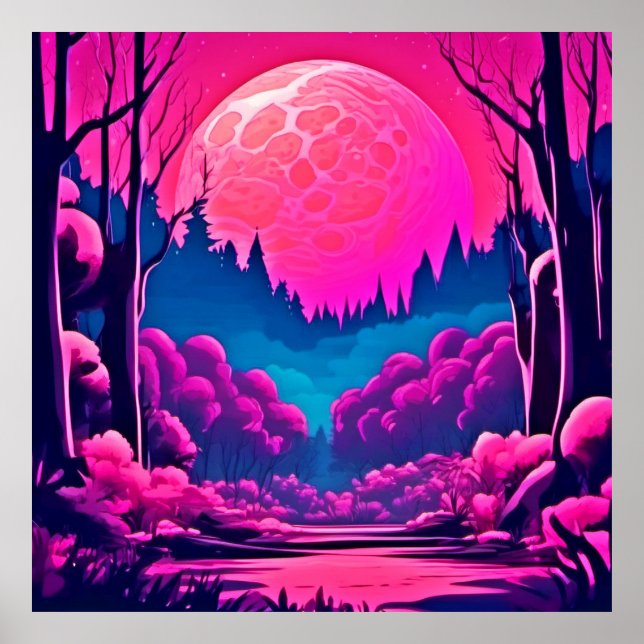 Affiche L'art de la lune rose géante (Devant)