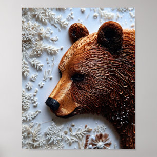 Affiche L'art de la quilling sur le thème de l'ours grizzl