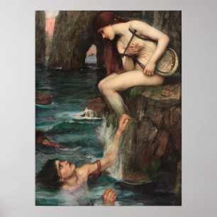 Affiche L'art de la sirène John William Waterhouse