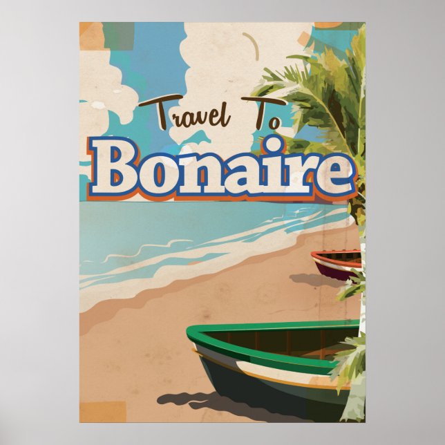 Affiche L'art de l'affiche de voyage de Bonaire. (Devant)
