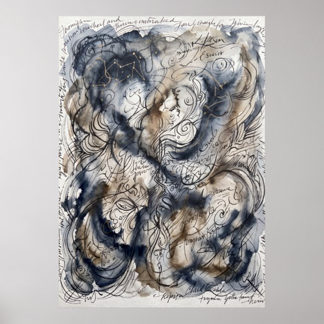 Affiche L'Art de l'Esprit Messager à l'Encre Bleue (Devant)