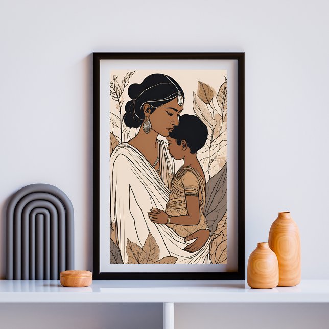 Affiche L'art de l'étreinte de la mère et de l'enfant sud- (Créateur téléchargé)