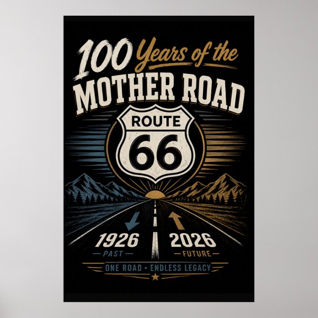 Affiche l'art de l'hommage à la route 66 Centennial Sunset (Devant)